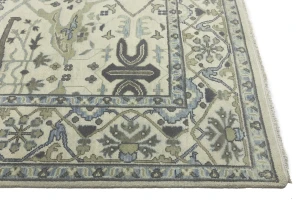 Cream Floral 9X12 Oushak Oriental Rug