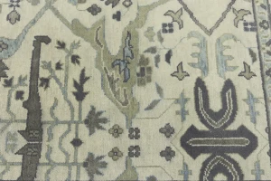 Cream Floral 9X12 Oushak Oriental Rug