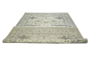 Cream Floral 9X12 Oushak Oriental Rug