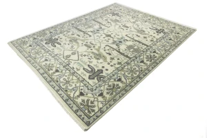 Cream Floral 9X12 Oushak Oriental Rug