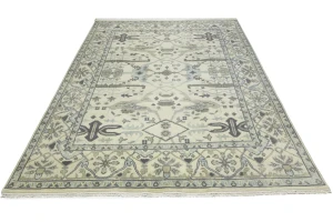 Cream Floral 9X12 Oushak Oriental Rug