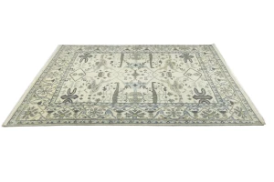 Cream Floral 9X12 Oushak Oriental Rug