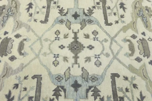 Cream Floral 9X12 Oushak Oriental Rug