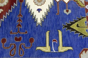 Blue Geometric 9X12 Kazak Oriental Rug