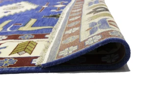 Blue Geometric 9X12 Kazak Oriental Rug