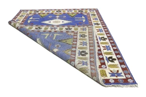 Blue Geometric 9X12 Kazak Oriental Rug