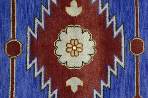 Blue Geometric 9X12 Kazak Oriental Rug
