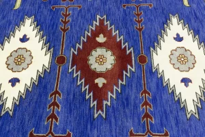 Blue Geometric 9X12 Kazak Oriental Rug