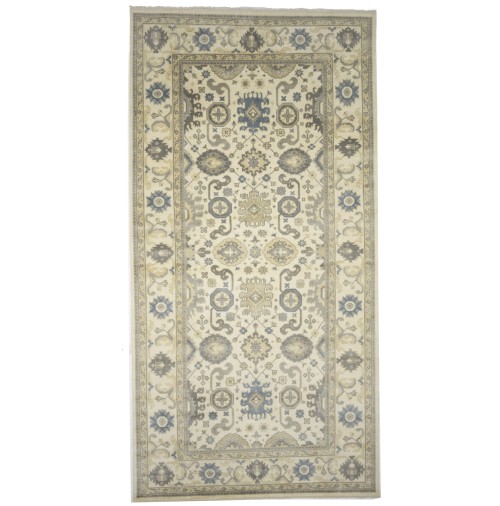 Cream Floral 9X18 Oushak Chobi Oriental Rug