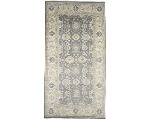 Gray Floral 9X18 Oushak Chobi Oriental Rug