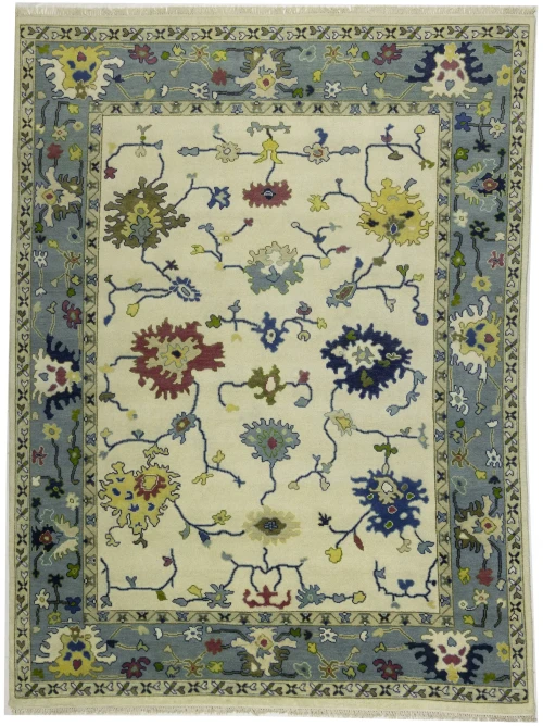 Cream Traditional Floral 9X12 Oushak Chobi Oriental Rug