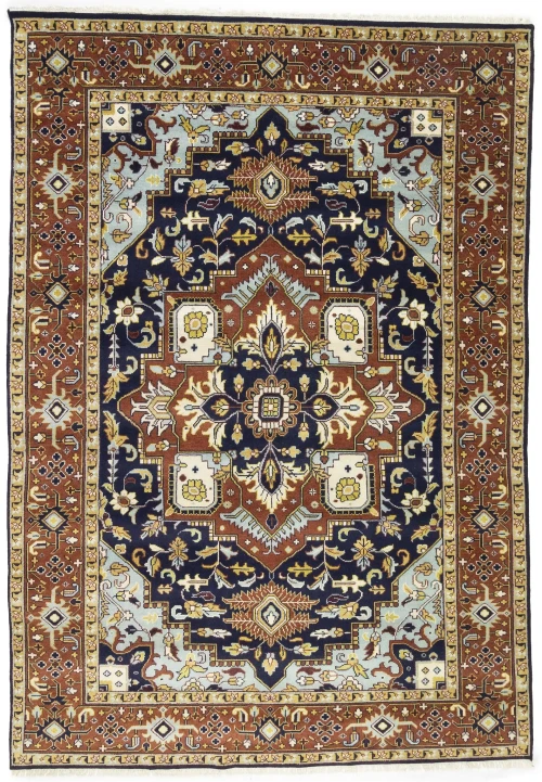 Purple-navy Floral 10X14 Heriz Serapi Oriental Rug