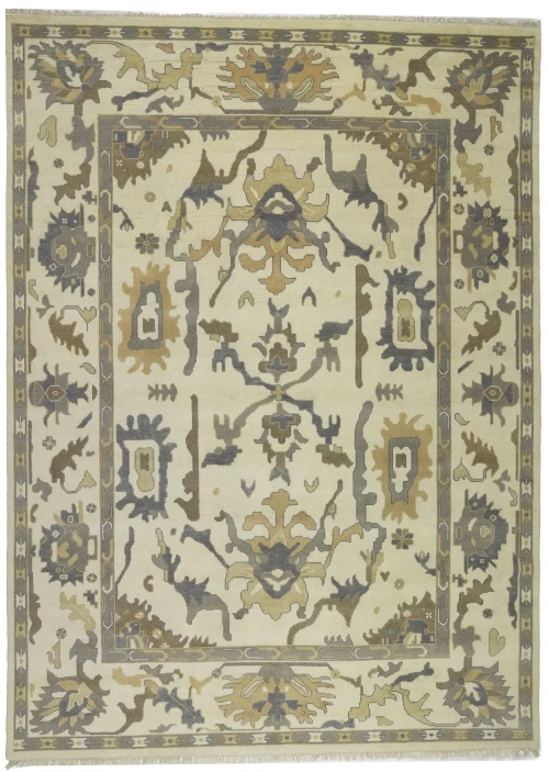 Cream Floral Traditional 10X14 Oushak Chobi Oriental Rug