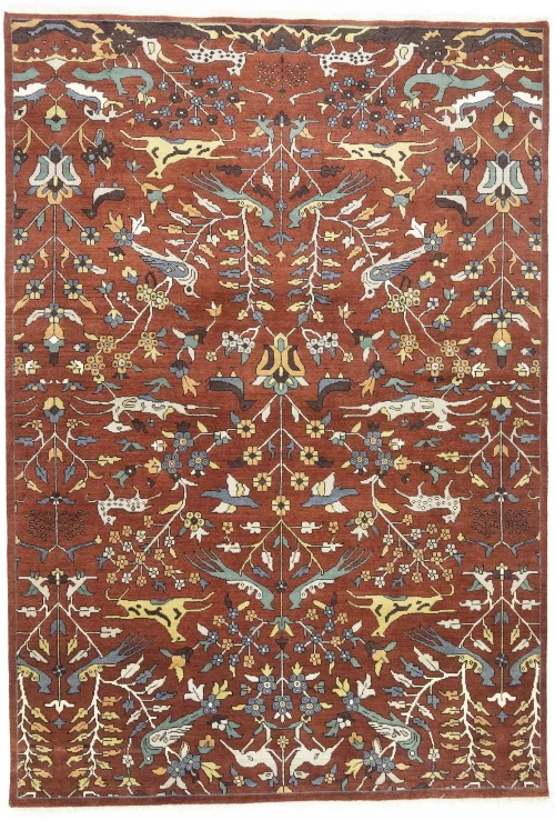 Rusty Red Pictorial Tribal 10X14 Chobi Oriental Rug