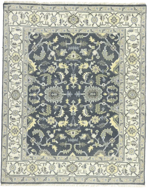 Gray Floral Traditional 8'4X10'5 Oushak Chobi Oriental Rug