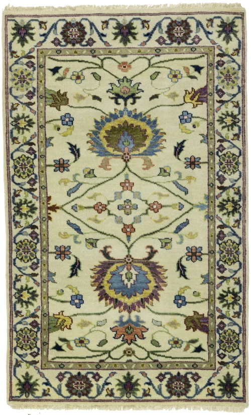 Beige Floral Chobi 3X5 Peshawar Oriental Rug