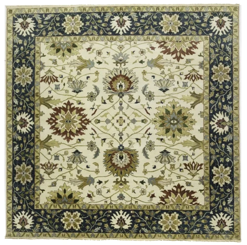 Cream Floral 10X10 Oushak Chobi Oriental Square Rug