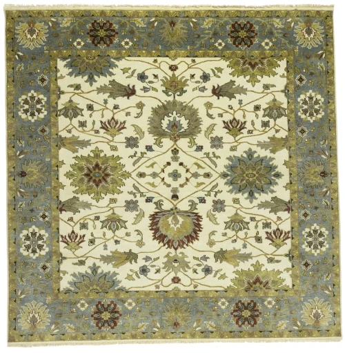 Cream Floral Osh Chobi 8X8 Peshawar Oriental Square Rug