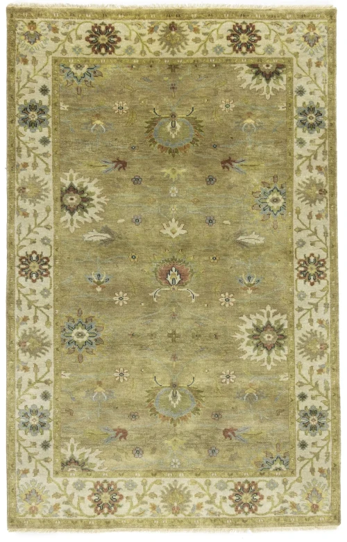 Tan Floral Traditional 5X8 Osh Chobi Peshawar Oriental Rug