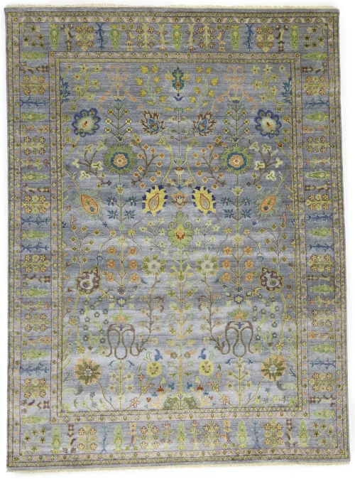 Silver Floral 9X12 Traditional Osh Chobi Oriental Rug