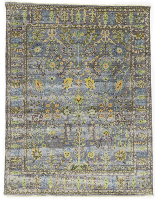 Silver Floral Traditional 8X10 Oushak Chobi Oriental Rug