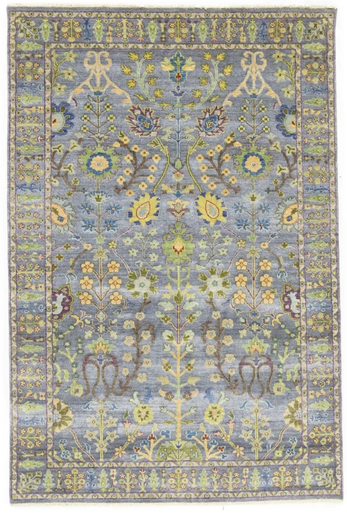 Silver Floral Traditional 6X9 Osh Chobi Oriental Rug