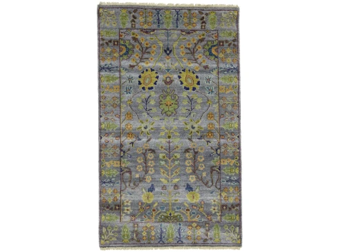 Silver Floral Traditional 3X5 Oushak Chobi Oriental Rug