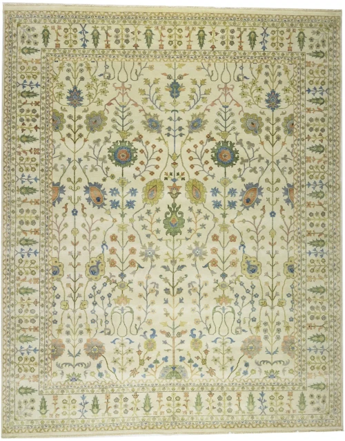 Ivory Floral Traditional 12X15 Osh Chobi Oriental Rug