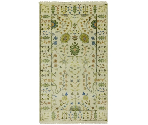 Ivory Floral Traditional 3X5 Oushak Chobi Oriental Rug