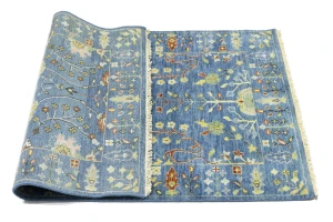 Blue Floral Traditional 3X5 Oushak Chobi Oriental Rug