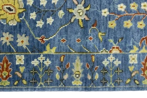 Blue Floral Traditional 3X5 Oushak Chobi Oriental Rug