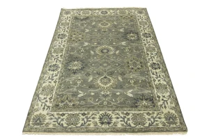 Gray Floral Peshawar 6X9 Oushak Chobi Oriental Rug