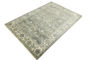 Gray Floral Peshawar 6X9 Oushak Chobi Oriental Rug
