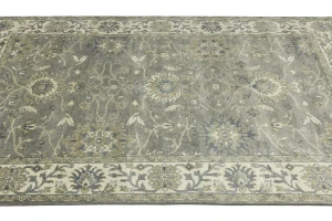 Gray Floral Peshawar 6X9 Oushak Chobi Oriental Rug
