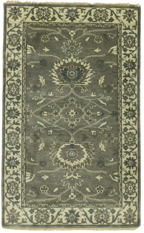 Taupe Floral 3X5 Osh Chobi Peshawar Oriental Rug