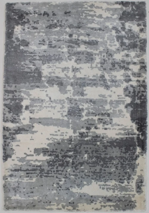 Gray Distressed 2X3 Banana Silk Modern Rug