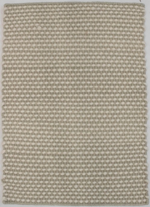 Beige 2X3 Zero Count Wool Braided Modern Rug