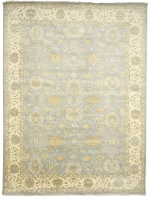 Gray Floral Traditional 10X14 Oushak Oriental Rug