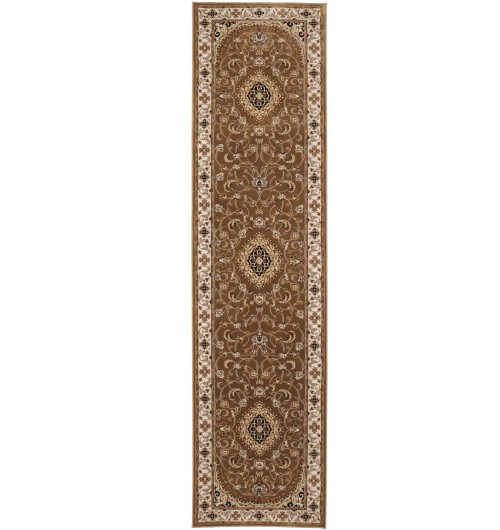 Brown Floral Oriental Style 3X11 Machine-Made Runner Rug