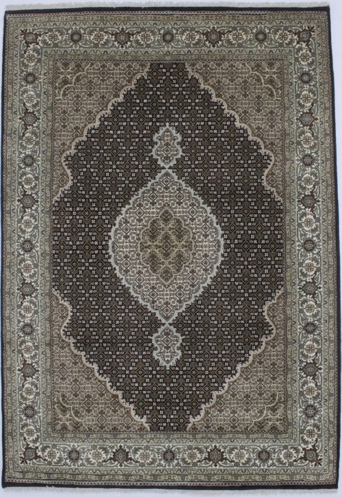 Black Floral 6X8 Tabriz Fish Mahi Oriental Rug