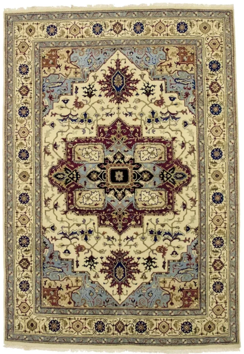 Cream Geometric Floral 6X8 Oriental Rug