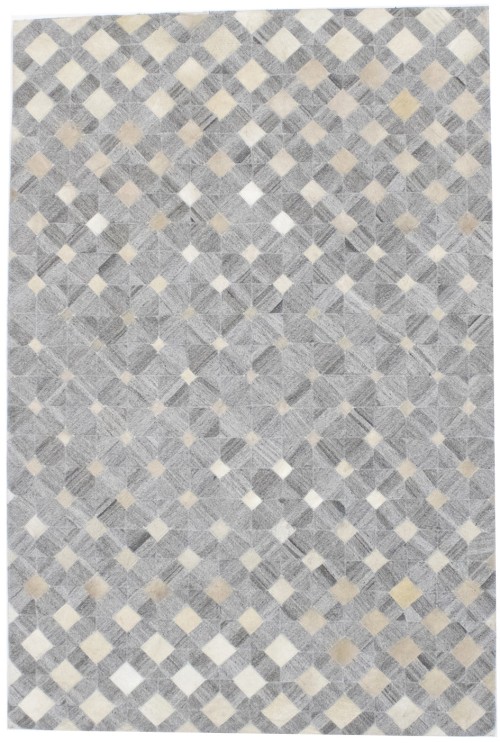 Gray Cowhide 4X6 Modern Leather Rug