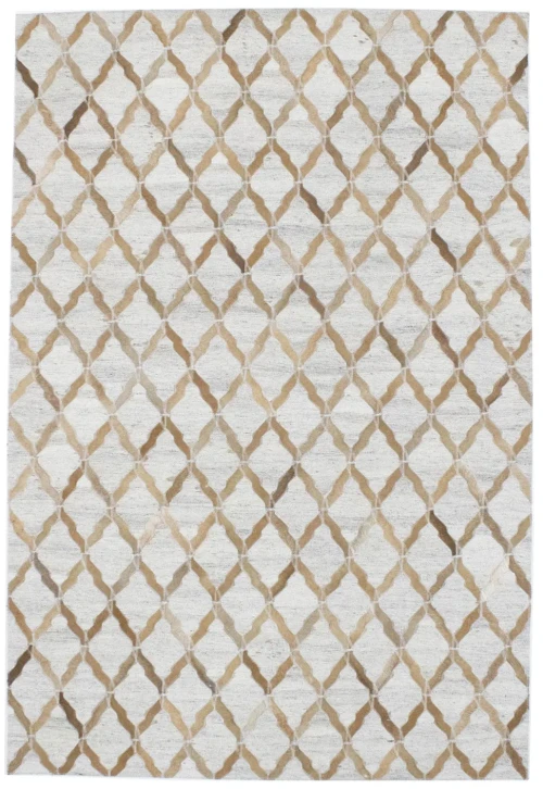 Gray Geometric 4X6 Cowhide Patchwork Modern Rug