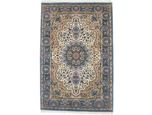 Cream Floral Kirman 4X6 Oriental Rug