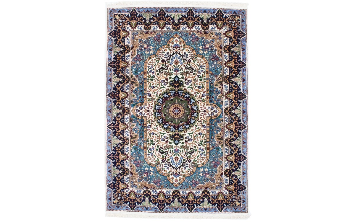 Cream Floral Kirman 4X6 Oriental Rug