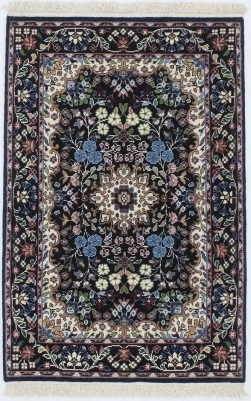 Black Floral Kirman 3X4 Oriental Rug