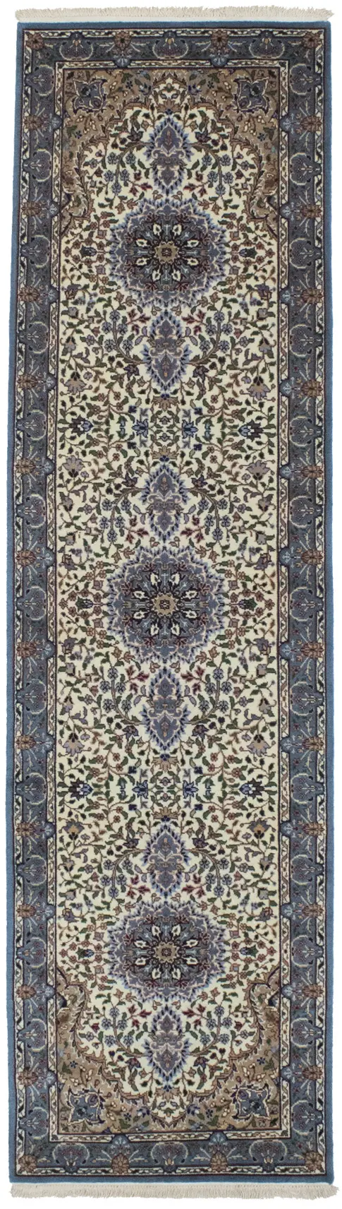 Cream Floral Kirman 3X10 Oriental Runner Rug