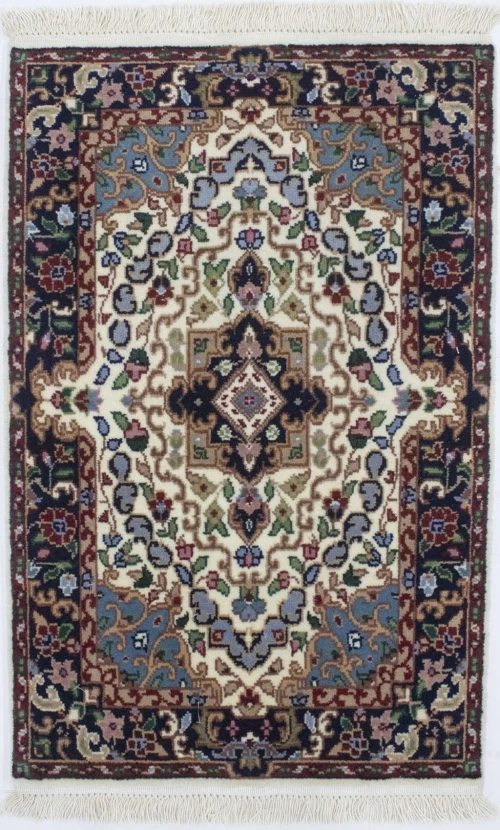 Cream Floral Kirman 2X3 Oriental Rug