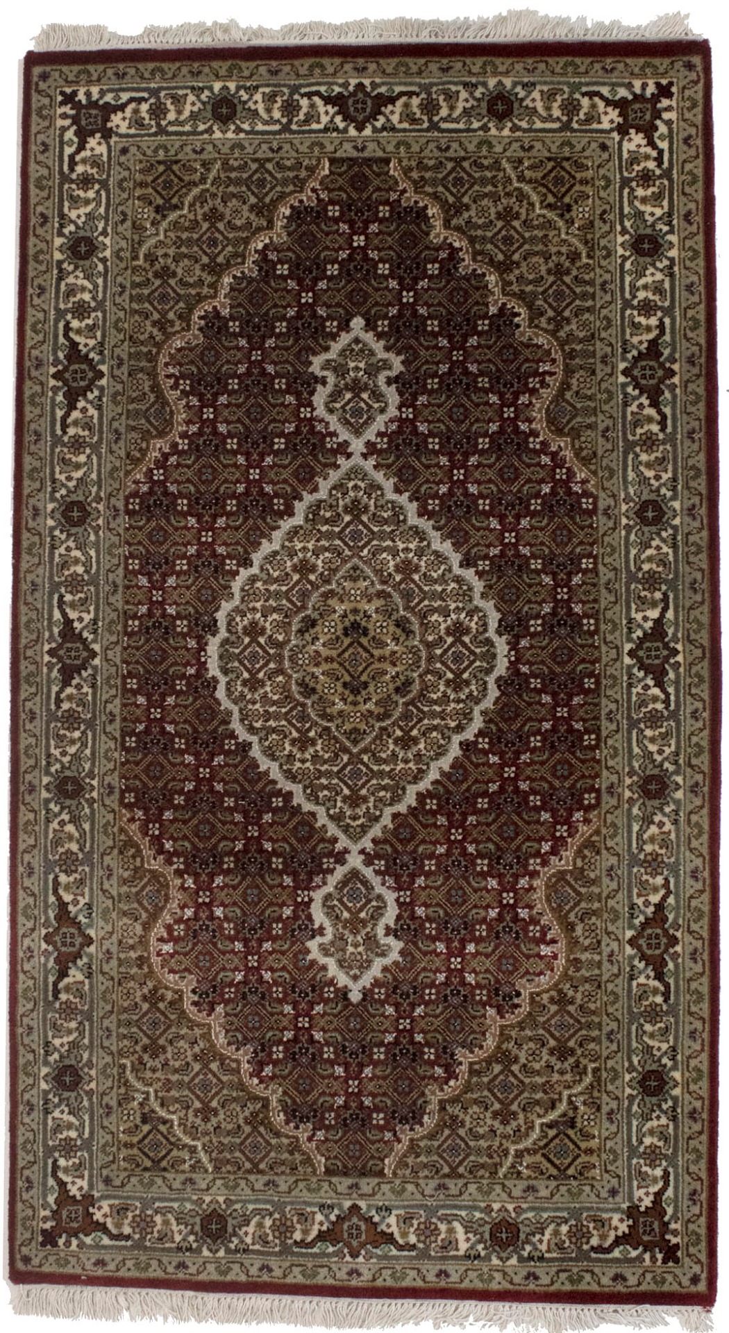 Red Floral Geometric 3X5 Tabriz Fish Mahi Oriental Rug