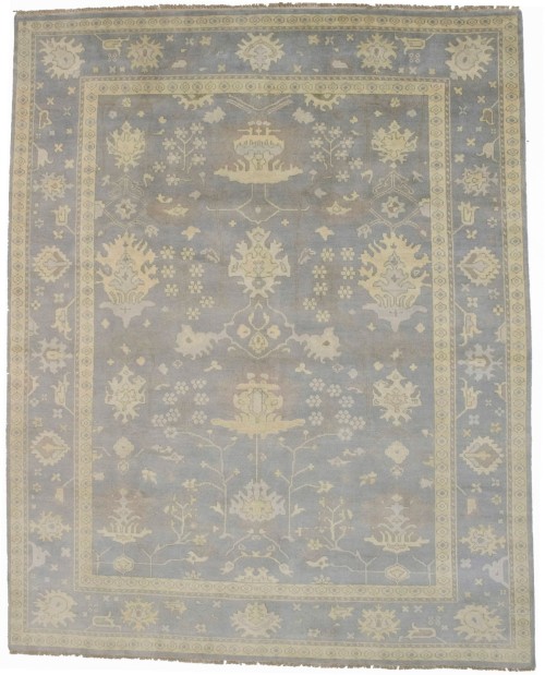 Light Gray Floral 8X10 Oushak Chobi Oriental Rug